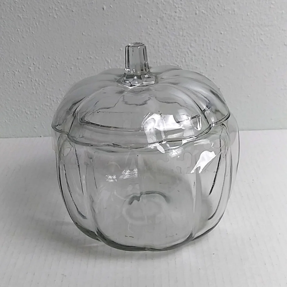 Anchor Glass Pumpkin Candy Jar Clear Glass Holiday Party